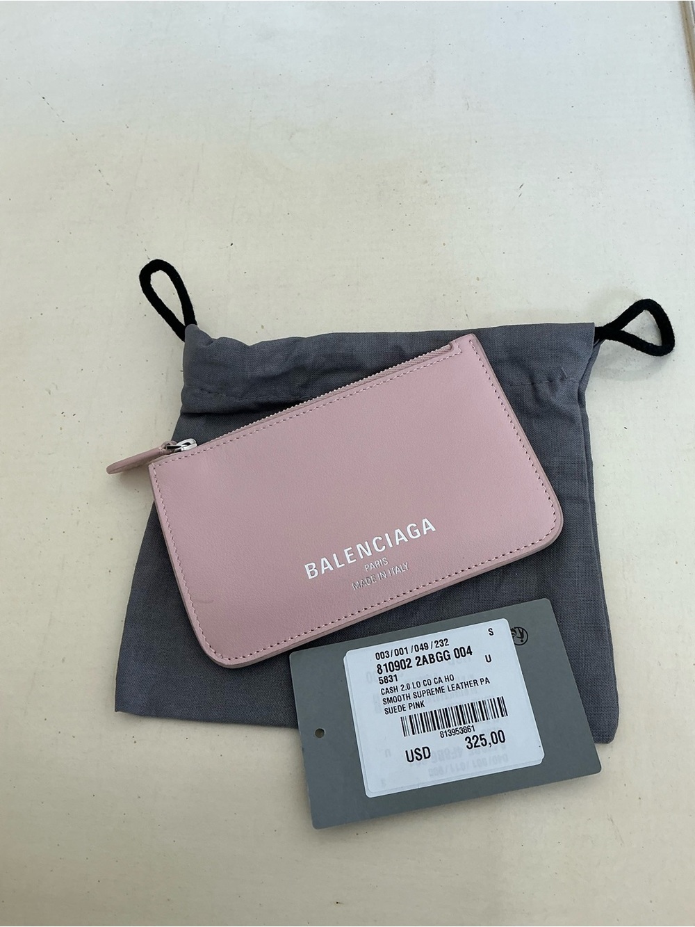 BALENCIAGA LONG CARD COIN HOLDER IN PETAL PINK WITH BOX & TAGS